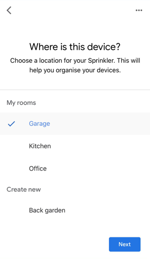 Device location screen
